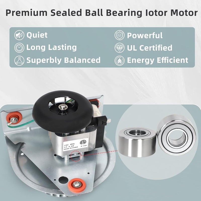 Criditpid HC21ZE117-B HC21ZE117 Furnace Draft Inducer Blower Motor Kit for JAKEL INC J238-150-1571 Draft Inducer Motor, Inducer Motor Kit Includes Blower Wheel and Mounting Bracket. - Image 3